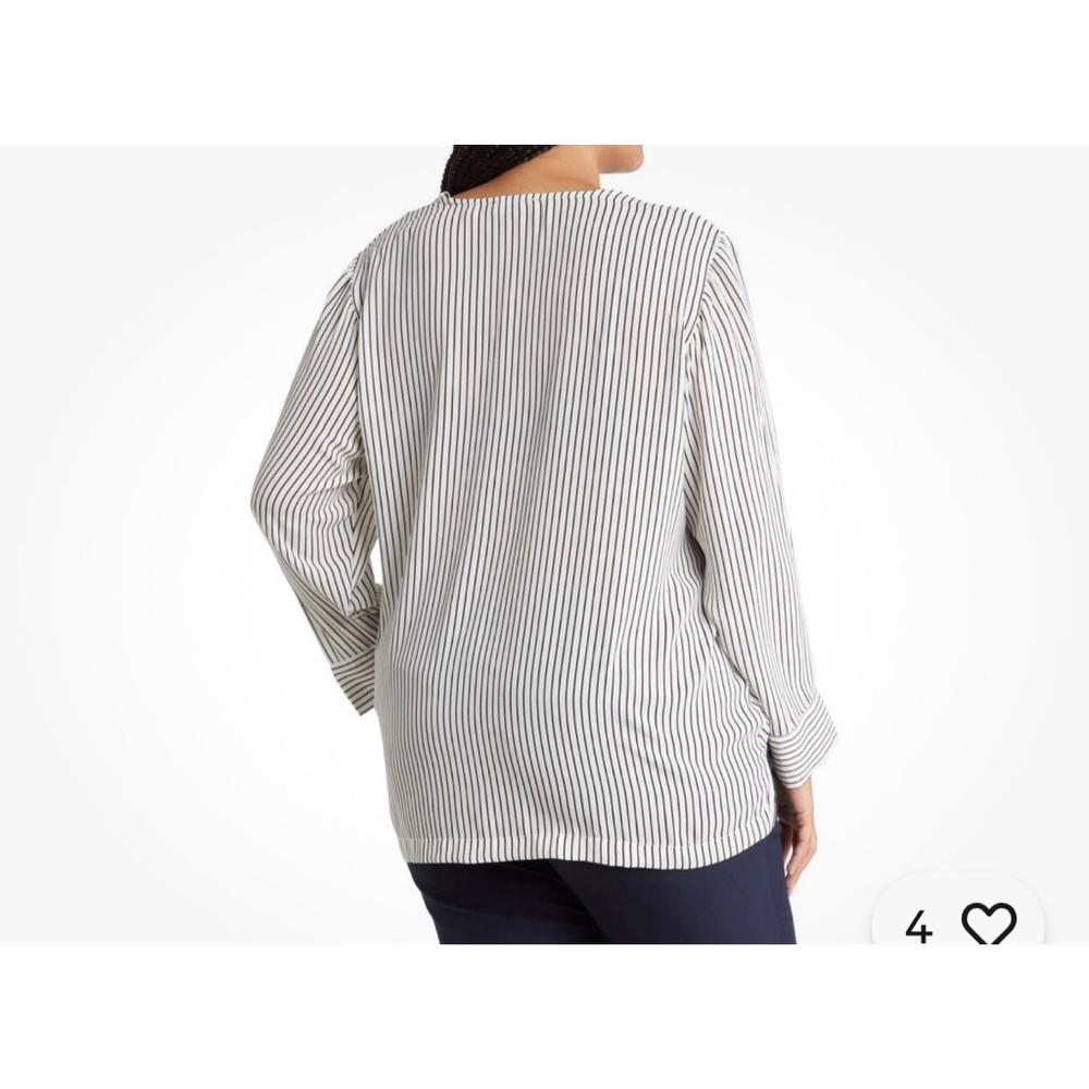 Tahari Plus Size Pin Stripe Surplus Striped Business Blouse - Picture 6 of 6